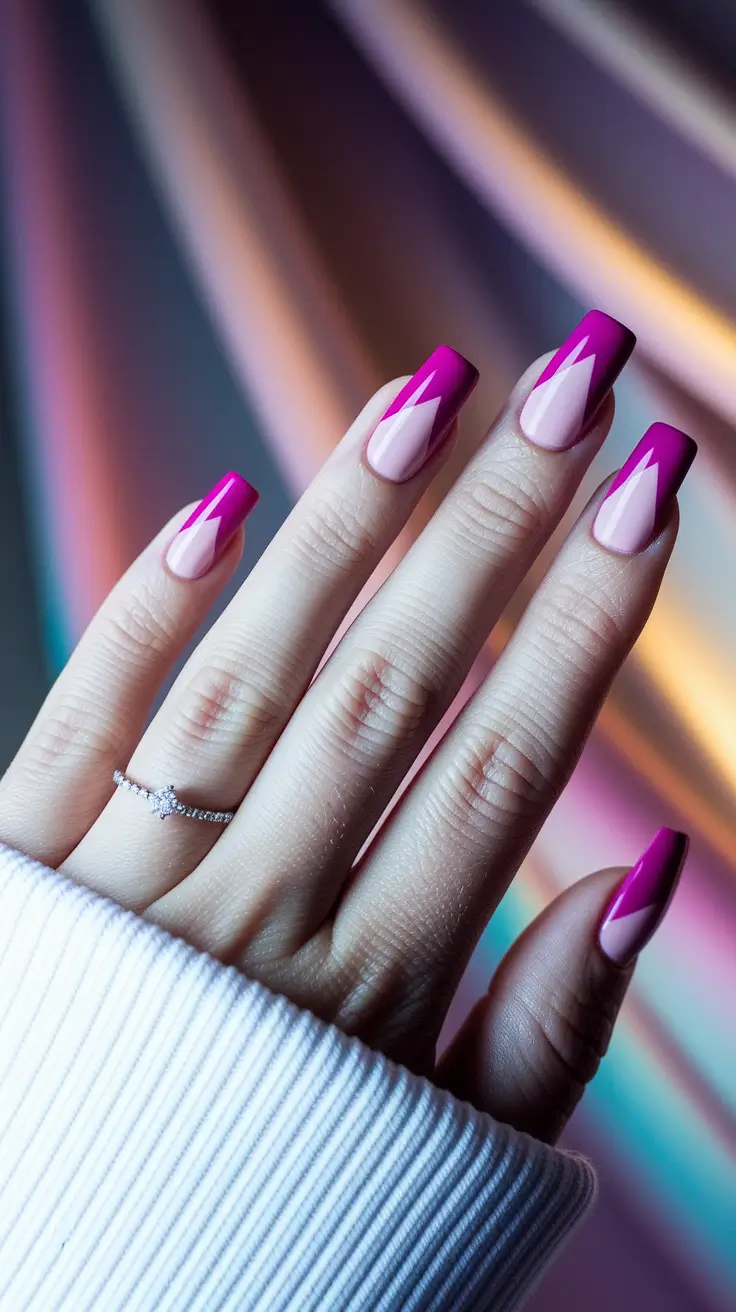 Summer 2025 Acrylics That Pop Pink Power Tips