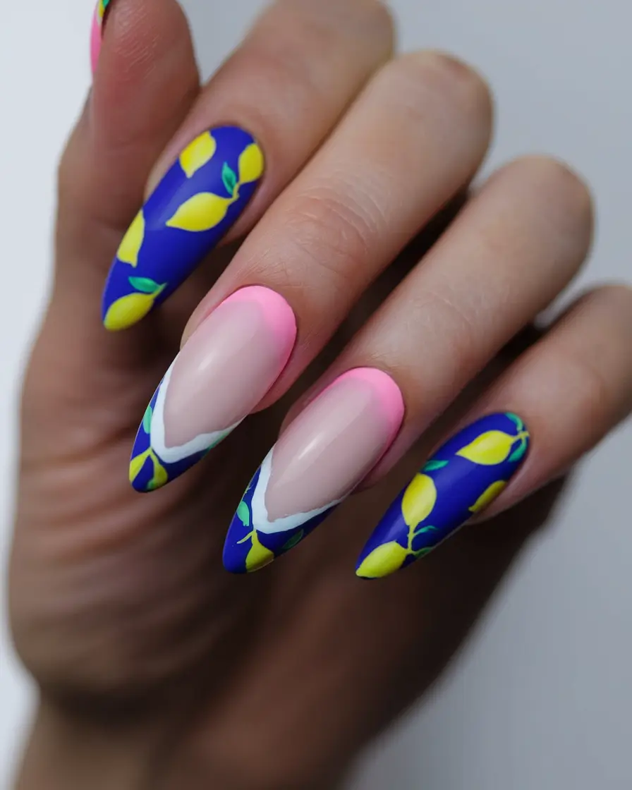 Summer 2025 Acrylics That Pop Lemon Sorbet and Amalfi Chic