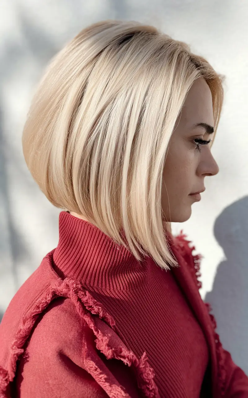 Summer 2025 Haircut Ideas for Round Faces - Flattering Looks - Sculpted Chic: The Tucked-Under Blonde Bob