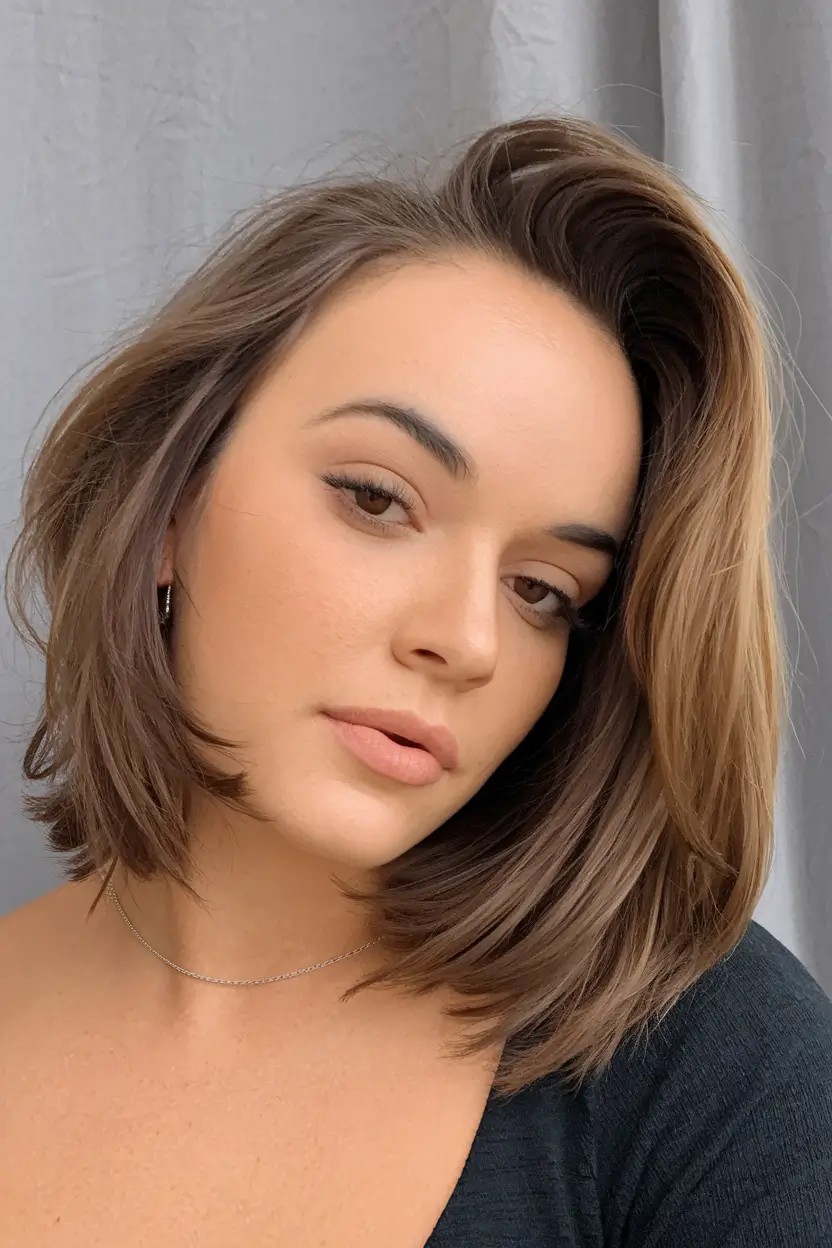 Summer 2025 Haircut Ideas for Round Faces - Voluminous Blowout Bob