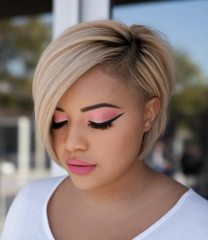 Summer 2025 Haircut Ideas for Round Faces - Edgy Undercut with Side Sweep