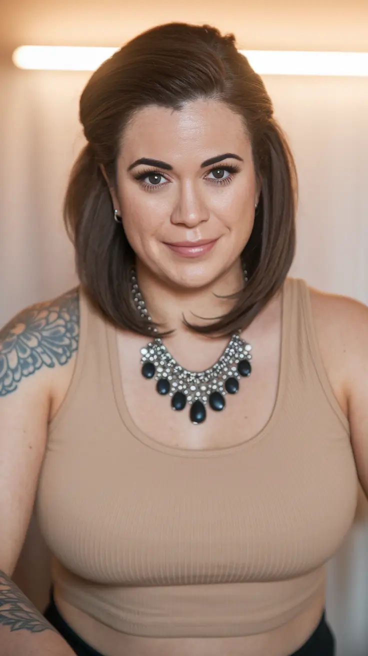 Summer 2025 Haircut Ideas for Round Faces - Flattering Looks - Retro Volume with a Clean Frame