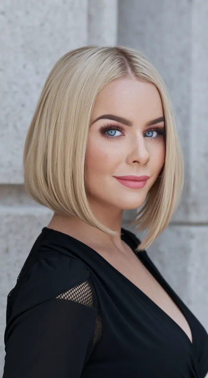 Summer 2025 Haircut Ideas for Round Faces - Flattering Looks - Precision Bob with a Hollywood Edge