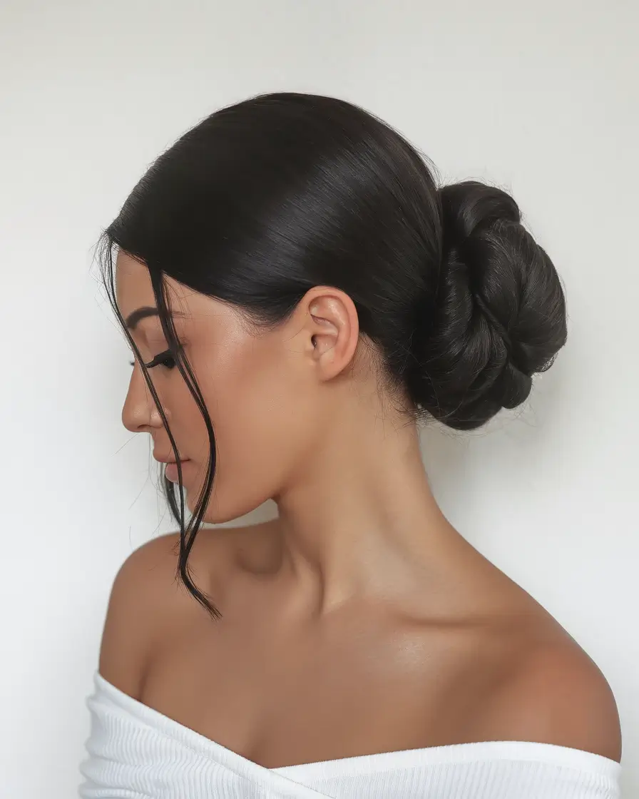Polished Braided Low Bun for Special Occasions: Zoomed Image of Buns Hairstyles for Black Women