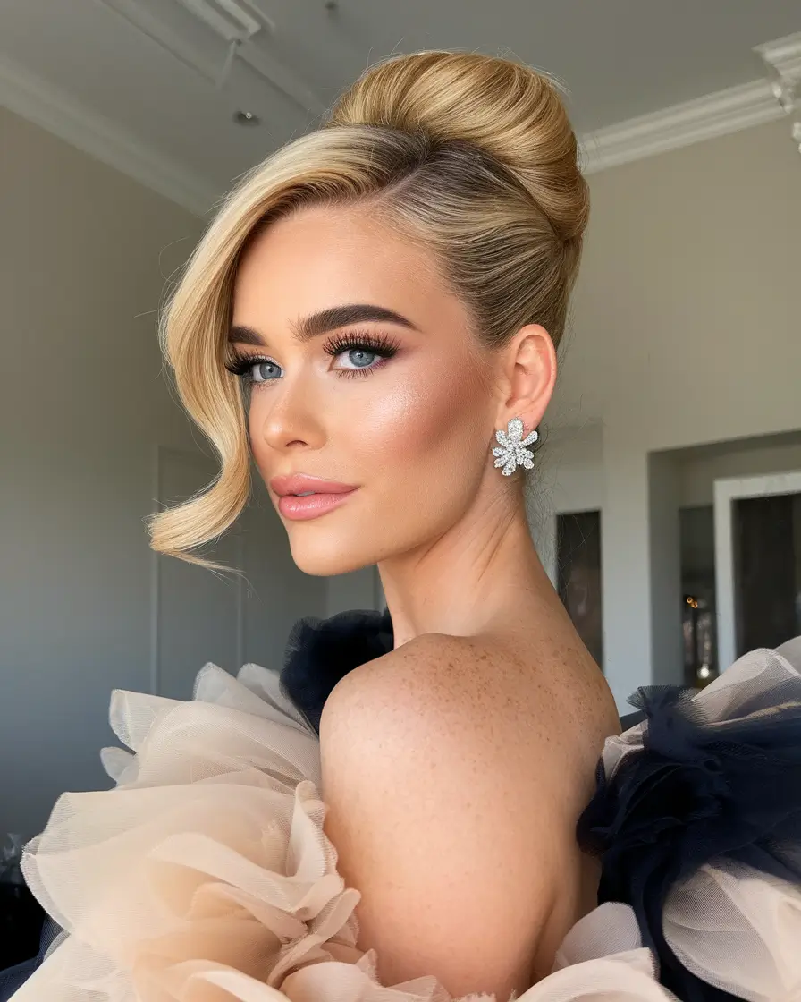 Summer Buns Hairstyle 2025: Chic Updos - Sculpted Glam with Retro Volume