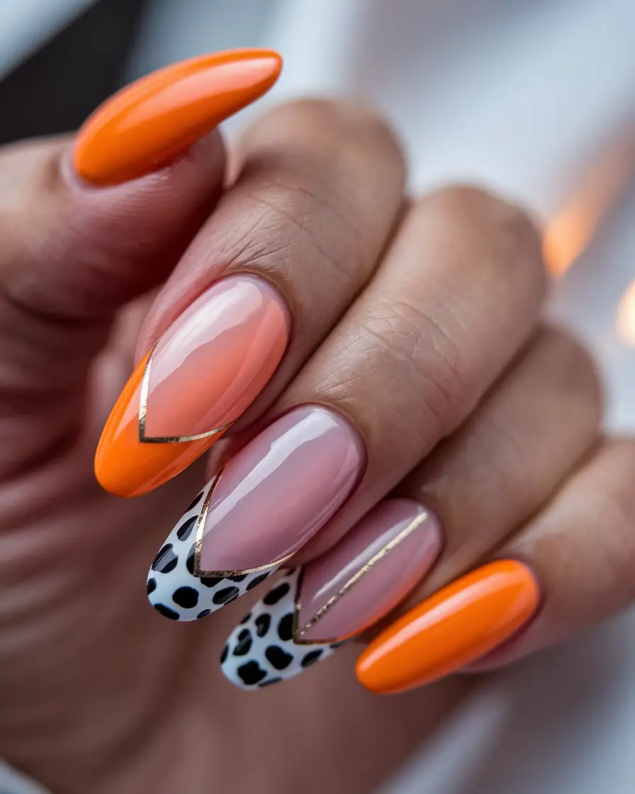summer french nails ideas 2025 Spicy Safari Glam