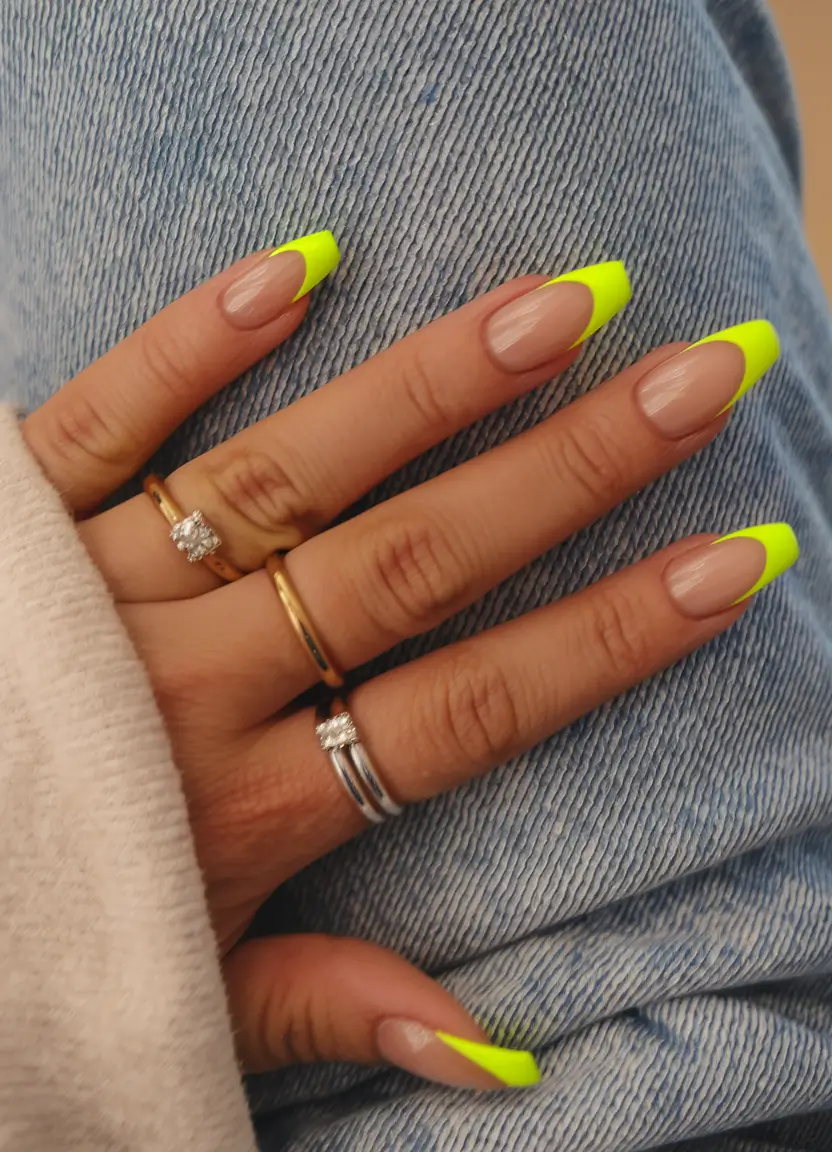 summer french nails ideas 2025 Sunbeam Yellow Pop