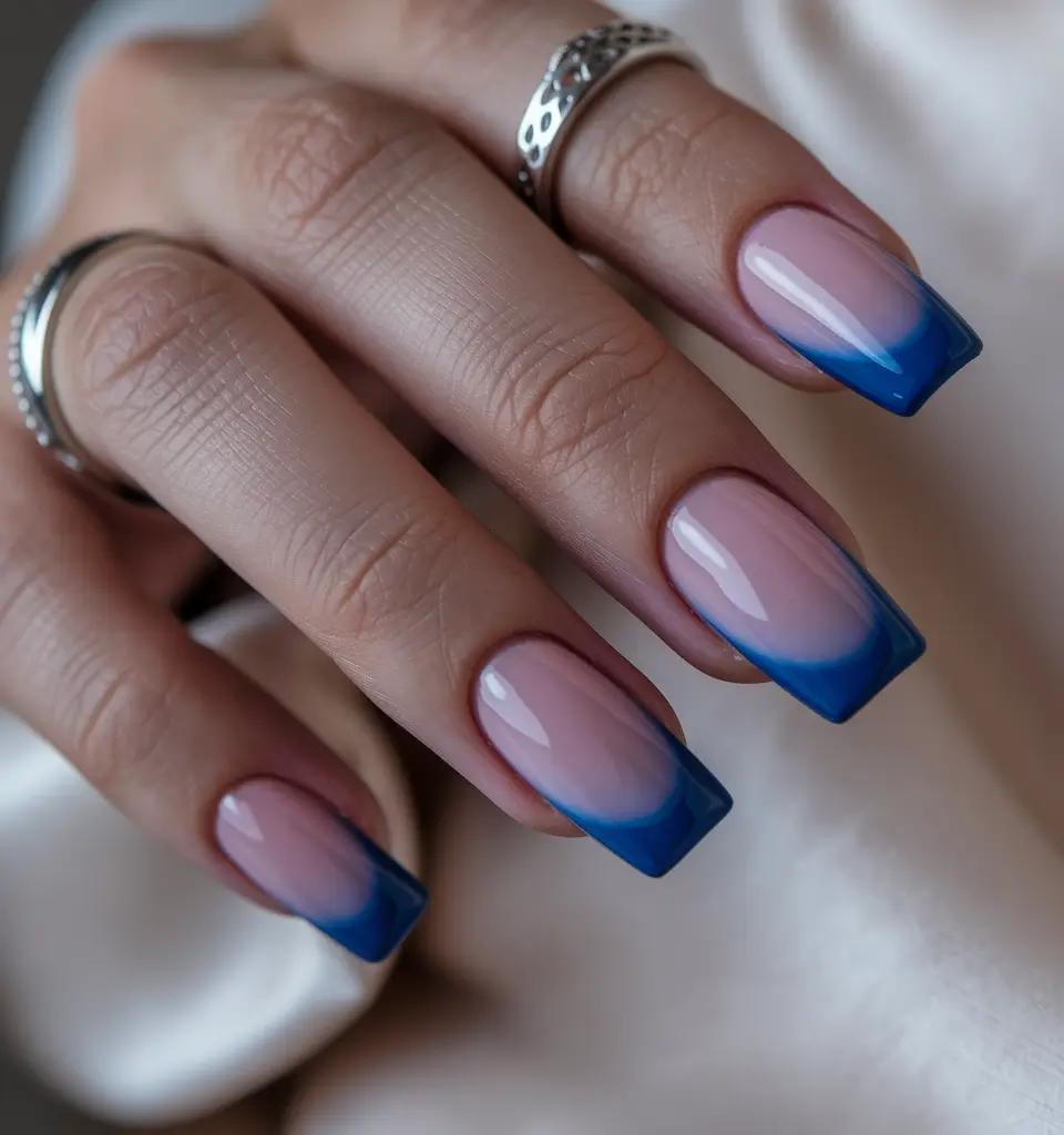 summer french nails ideas 2025 Ocean Fade French