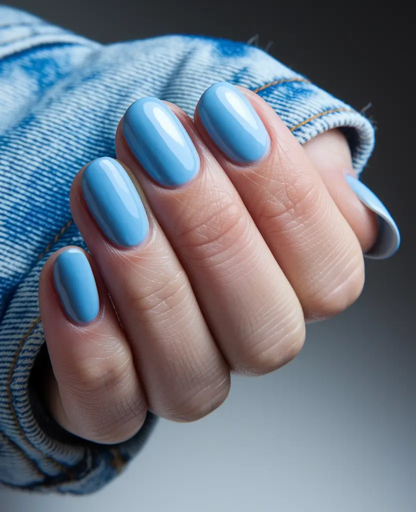 summer nail colors ideas 2025 Chill Blue Jeans