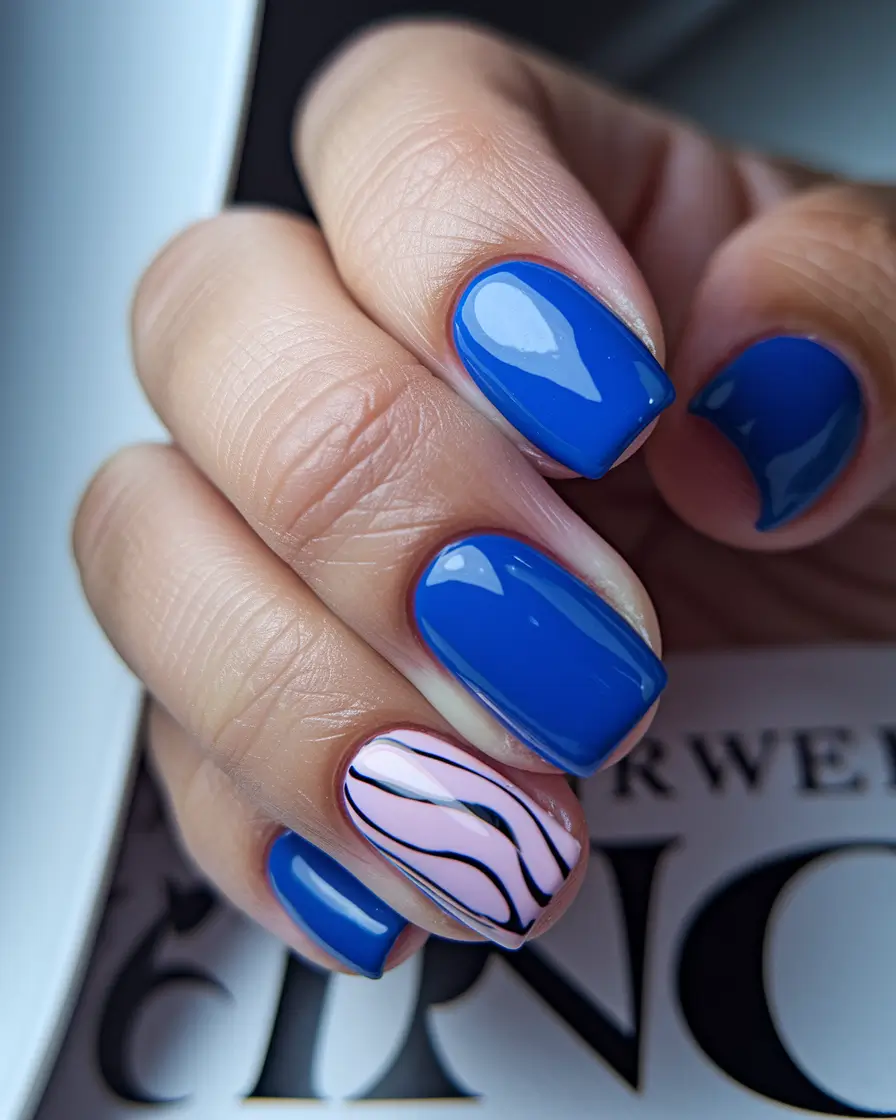 summer nail colors ideas 2025 Ocean Lines & Blue Waves