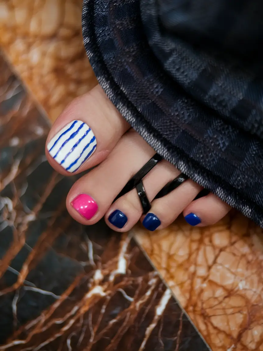 summer toe nails ideas 2025 Nautical Pop Art