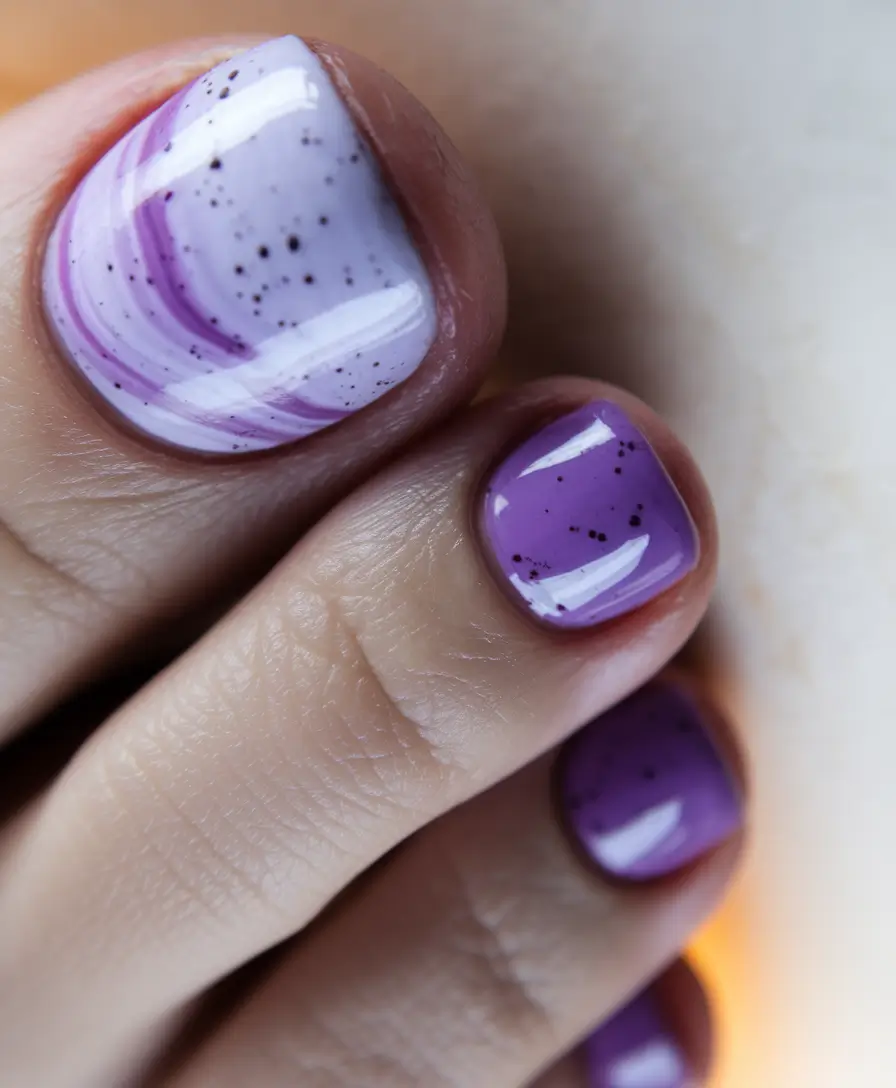 summer toe nails ideas 2025 Lavender Galaxy Speckle
