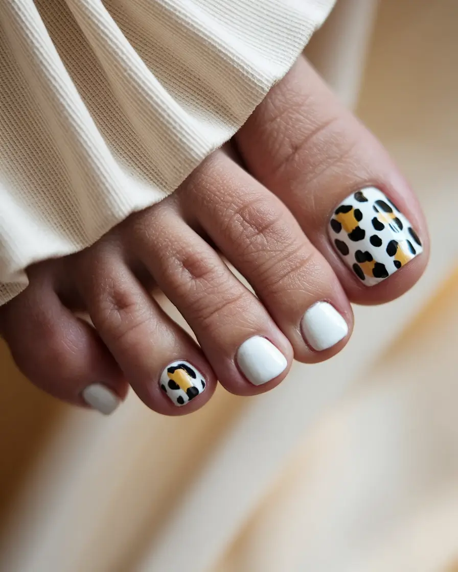 summer toe nails ideas 2025 Modern Safari White