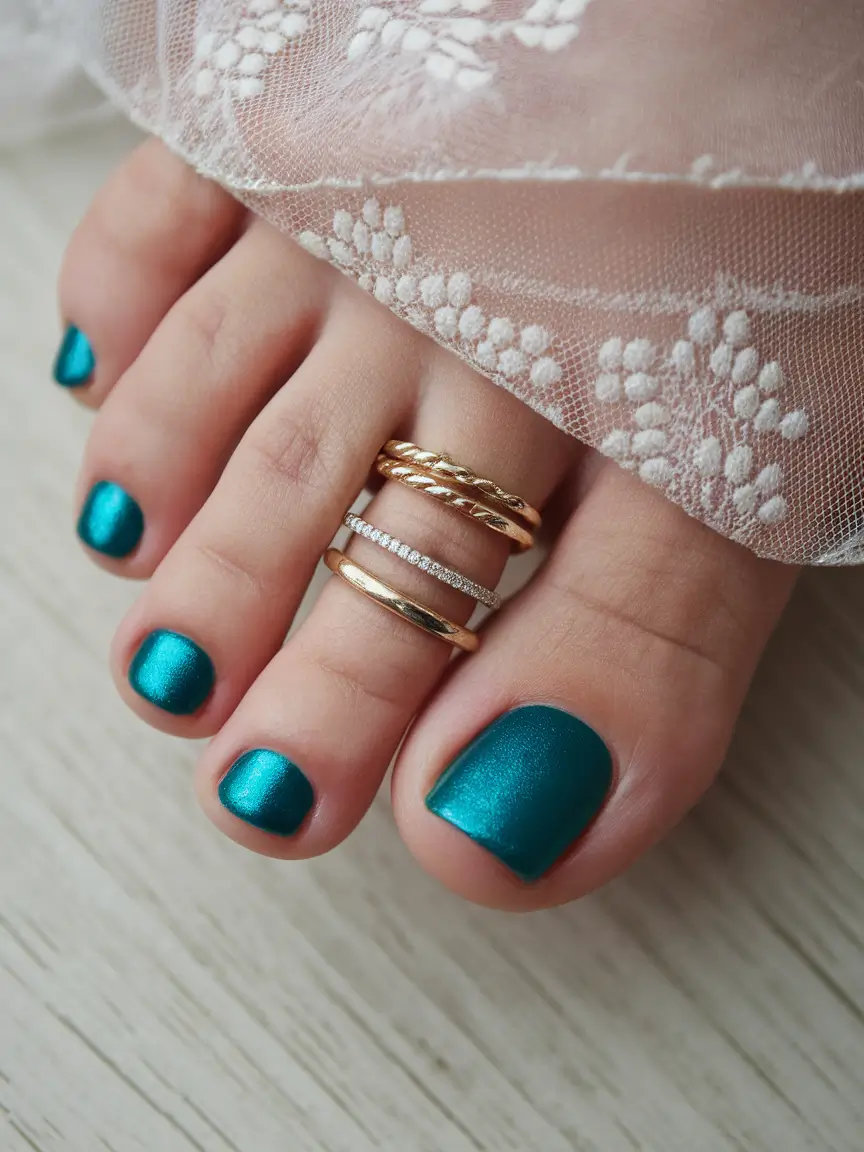Toes That Shine in June 2025 Emerald Satin on Sunset Skin