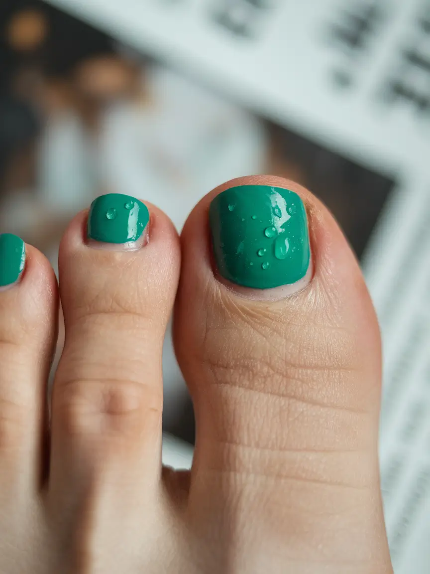 Toes That Shine in June 2025 Water-Drop Green Gloss