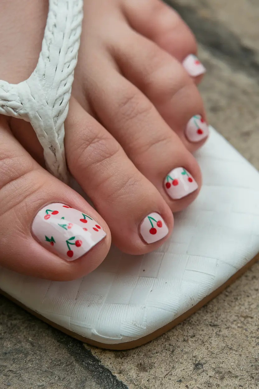 Toes That Shine in June 2025 Cherry Pop Playfulness