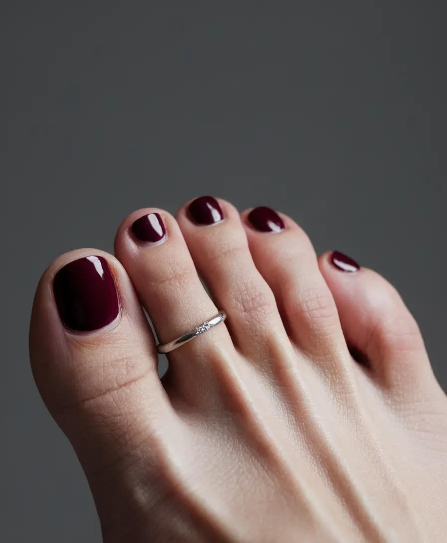 Toes That Shine in June 2025 Cherry Merlot for Midnight Walks