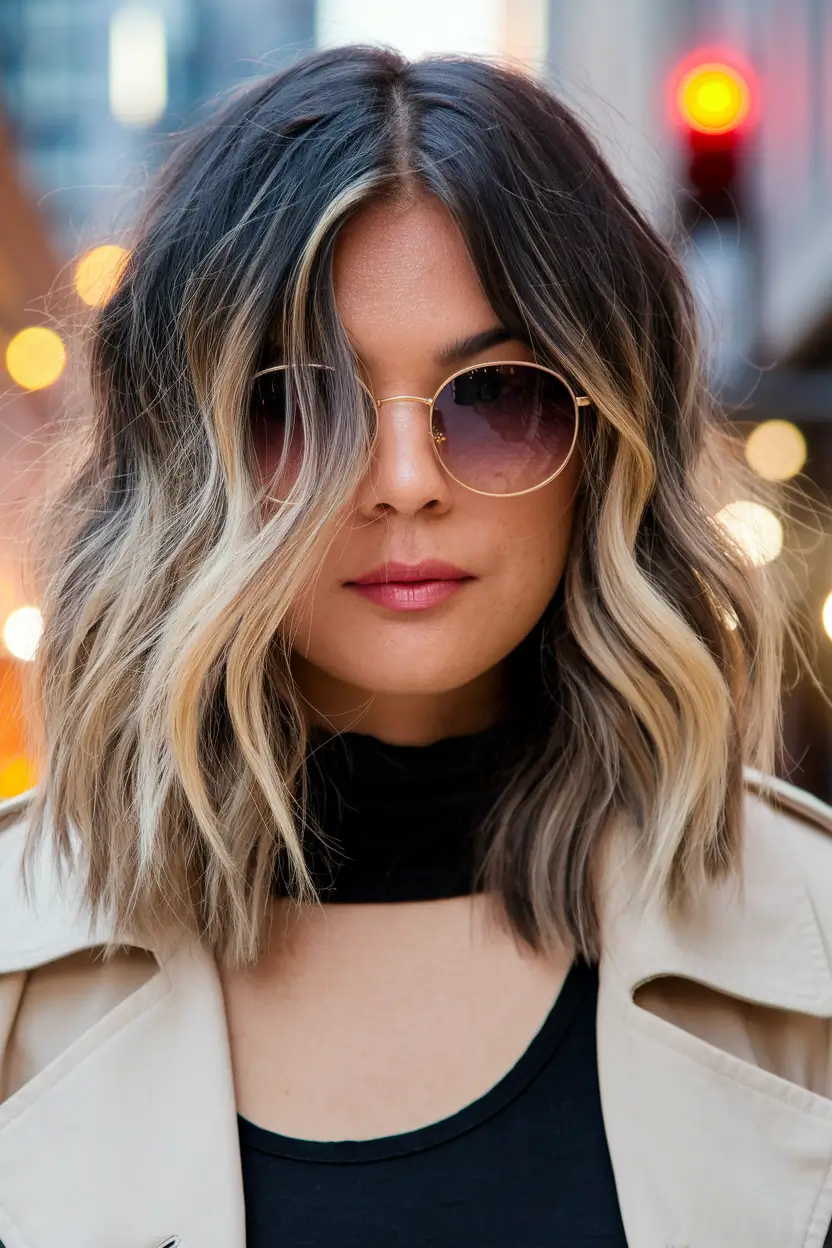 sunset ombre caramel platinum blonde highlights summer balayage