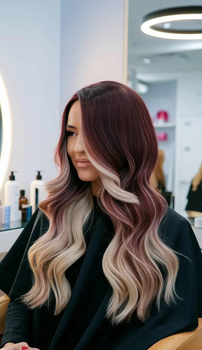 summer-highlights-ideas-burgundy-blonde-ombre