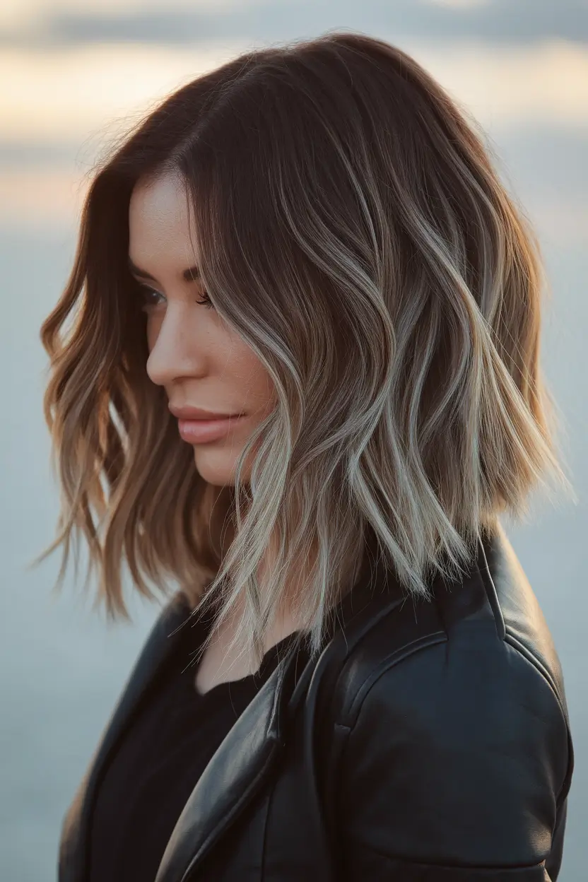 edgy bob caramel highlights blonde summer balayage