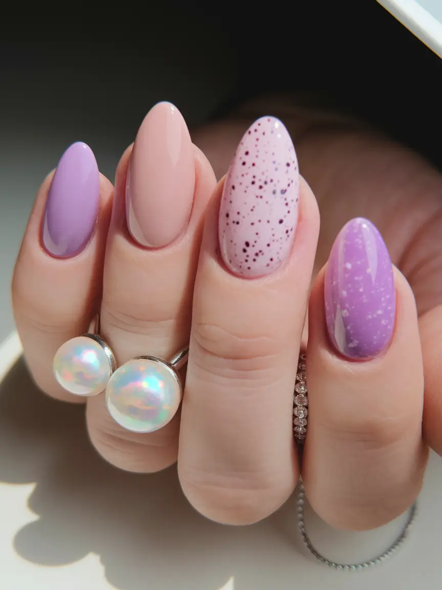 Tropical Vacation Nails for Summer 2025 Speckled Lilac Shells