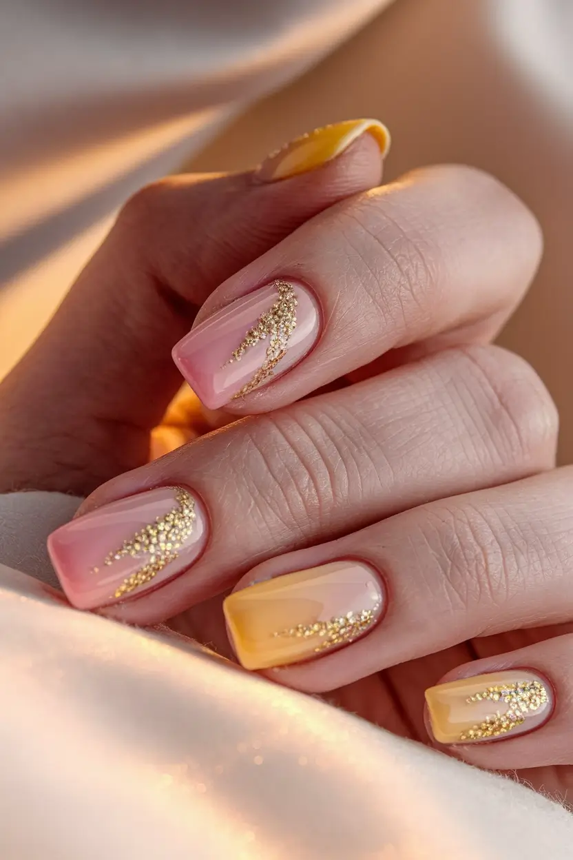 Tropical Vacation Nails for Summer 2025 Golden Waves on a Sunset Gradient