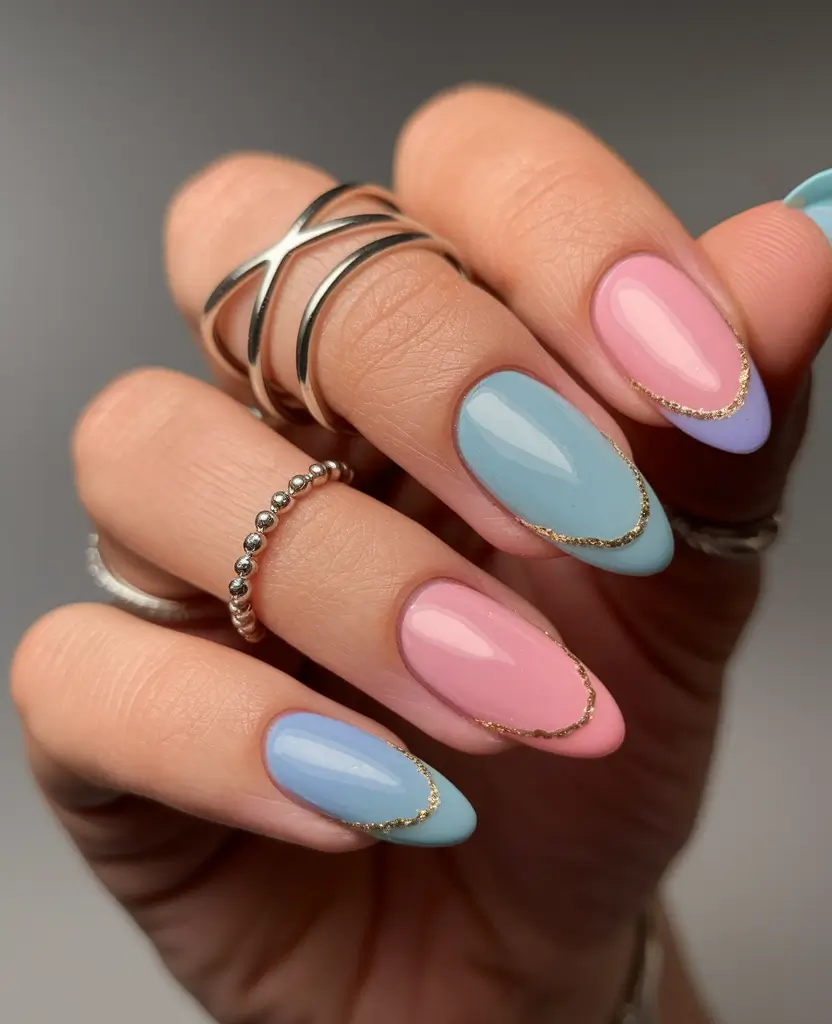 vacation nails ideas pink Pastel French Tip with Golden Whisper