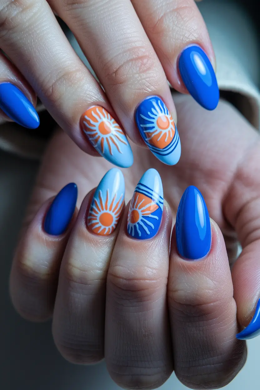 vacation nails ideas blue Sunburst Blues for the Bold Soul
