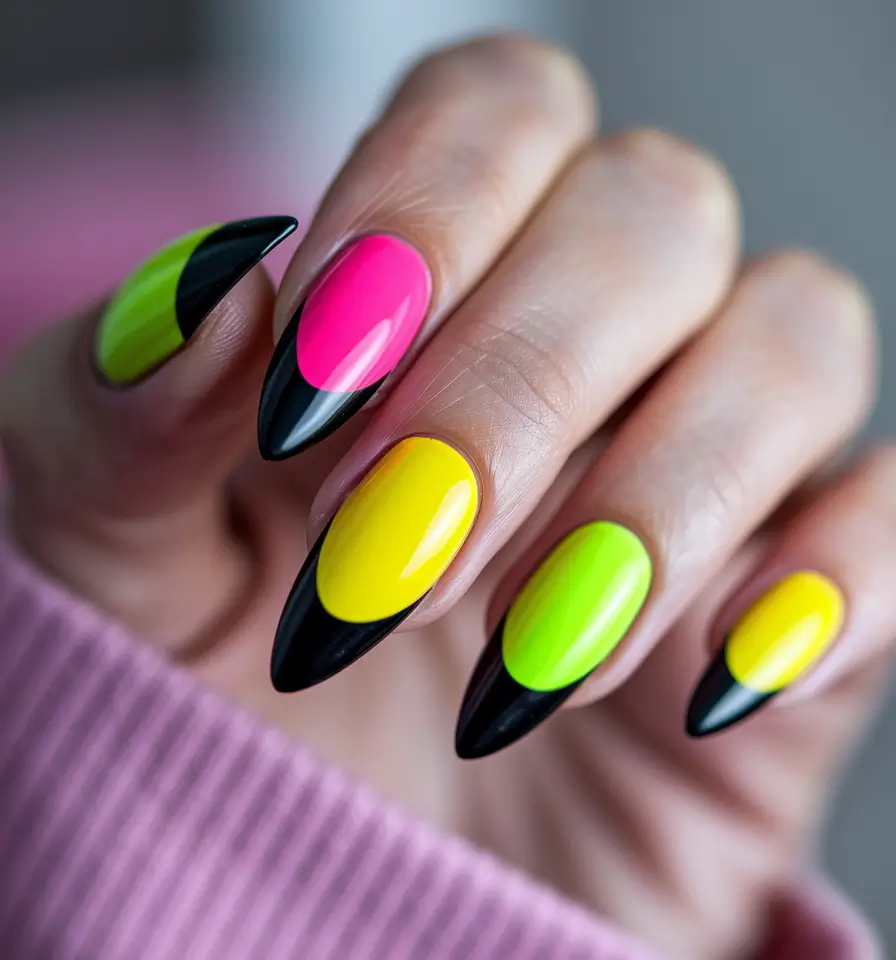 vacation nails ideas summer Electric Pop French Tips for the Adventurous Heart