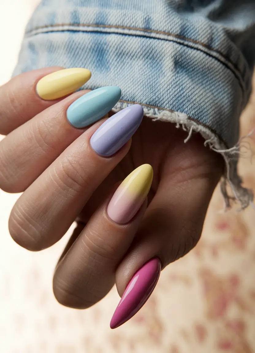 vacation nails ideas simple Pastel Mood Ring Mix for a Laid-Back European Getaway
