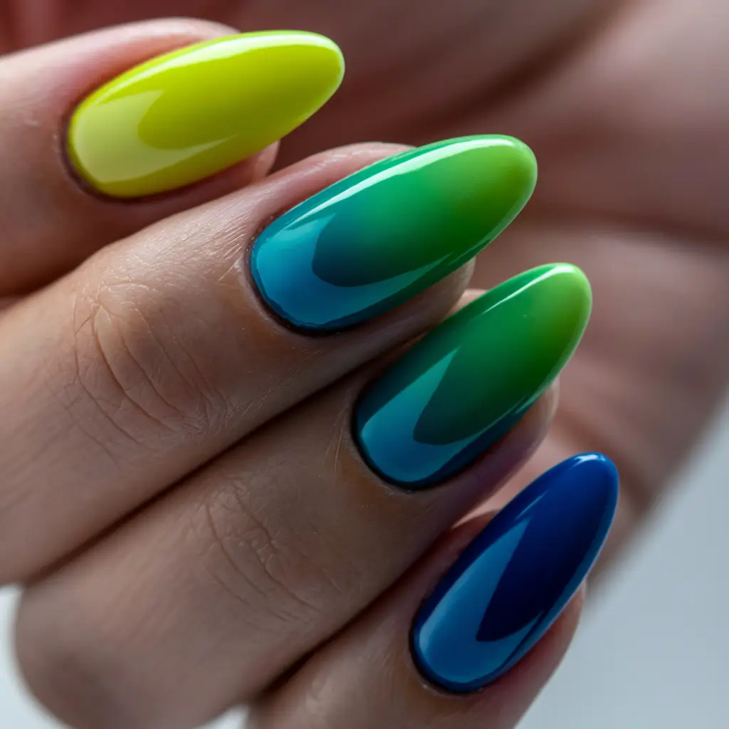 vacation nails ideas green Sunrise Ombré for Caribbean Beach Mornings