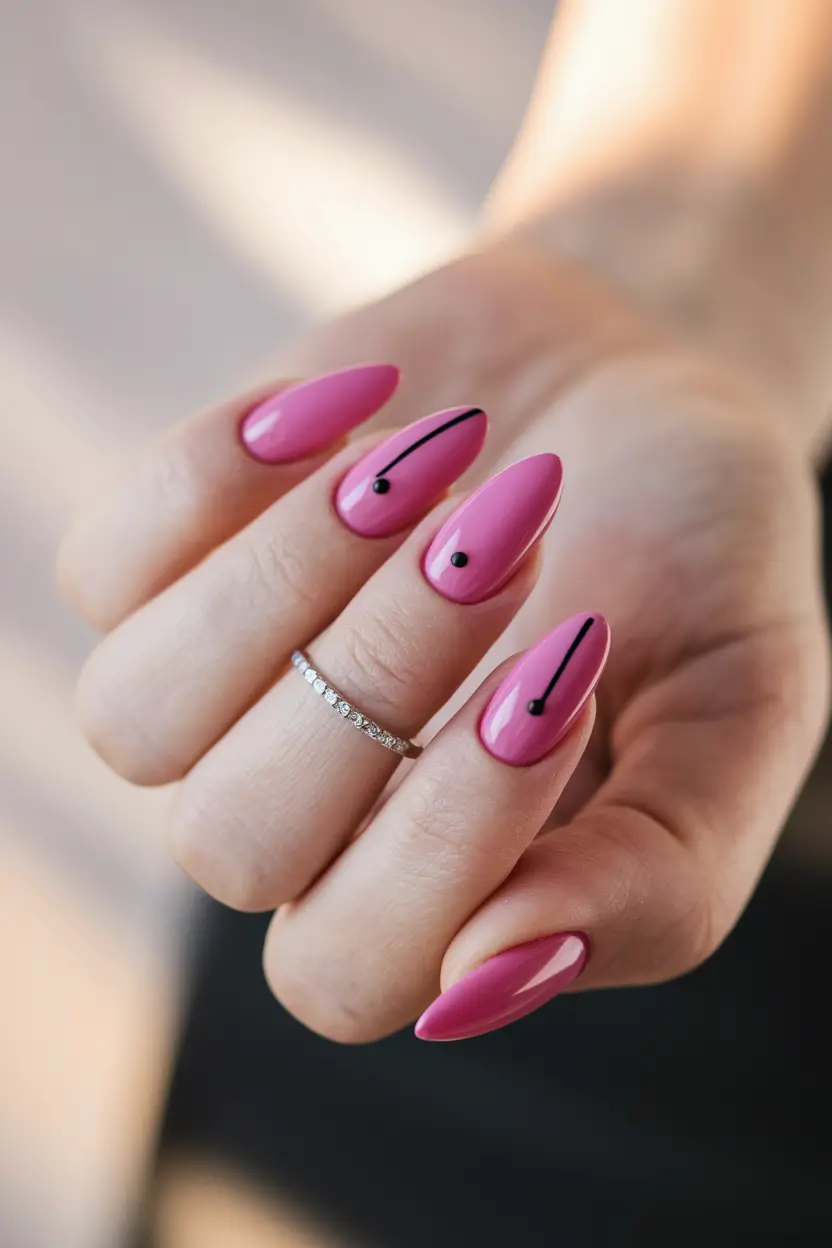 vacation nails ideas pink Modern Minimalist Dots on Fuchsia Base