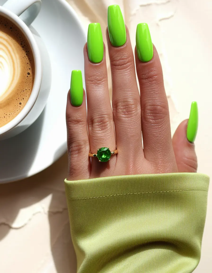 vacation nails ideas green Neon Lime Zest for Pool Party Rebels