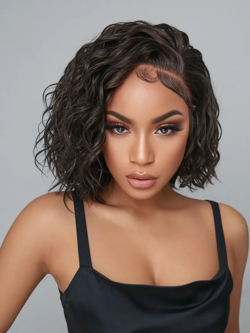Wigs Hairstyle Summer 2025: Stylish Inspiration+Edgy and Defined Wet-Look Bob