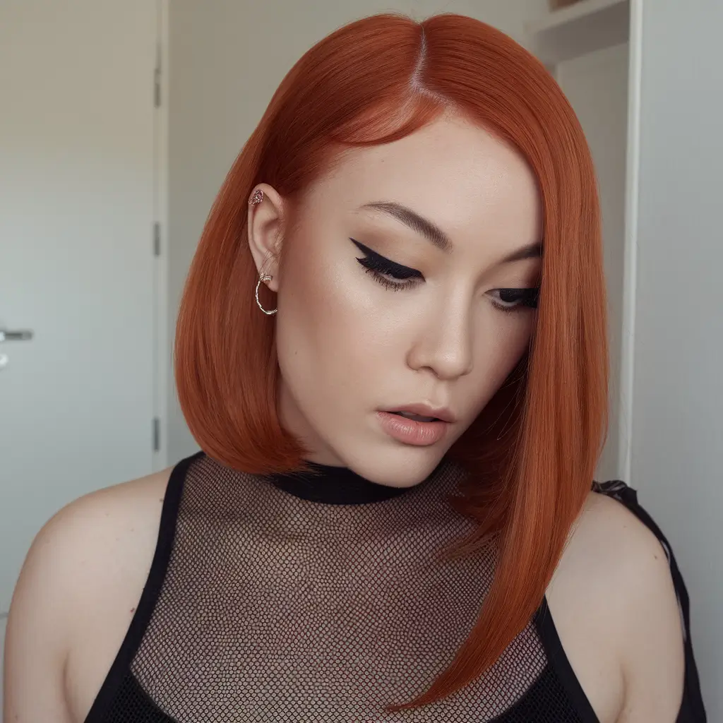 Wigs Hairstyle Summer 2025: Stylish Inspiration Asymmetrical Burnt Orange Bob