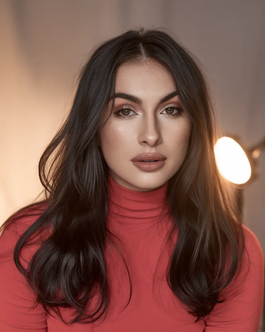 Wigs Hairstyle Summer 2025: Stylish Inspiration Long Chocolate Layers with Middle Part
