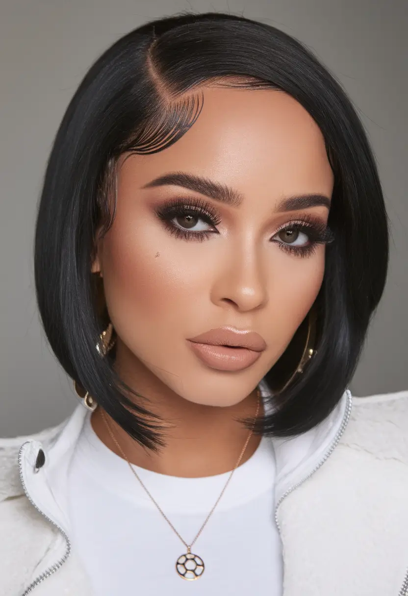 Wigs Hairstyle Summer 2025: Stylish Inspiration+Sculpted Jet Black Bob with Retro Vibes