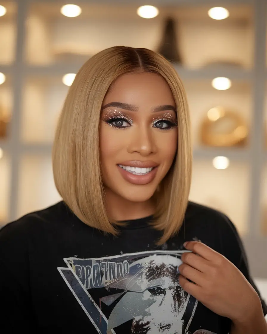 Wigs Hairstyle Summer 2025: Stylish Inspiration+Mid-Length Blonde Luxe with Soft Finish