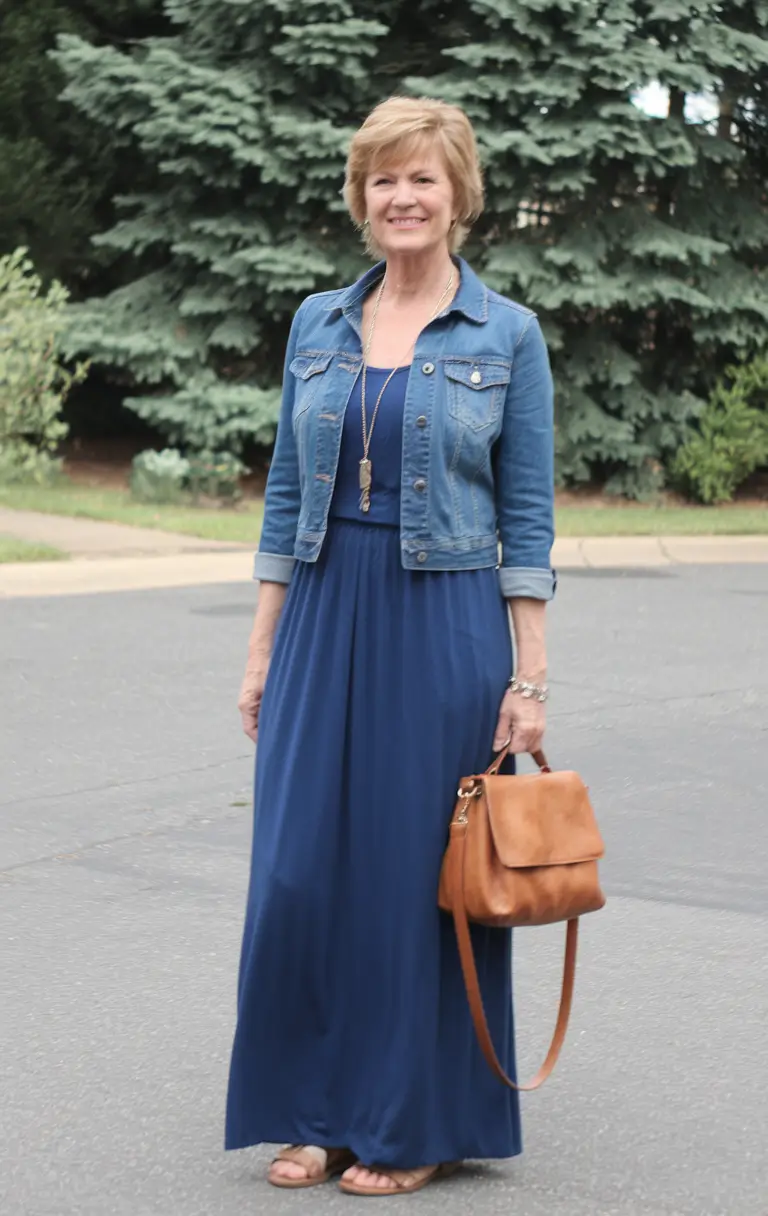 fall outfits women over 50 casual Maxi Denim and Comfort Ease