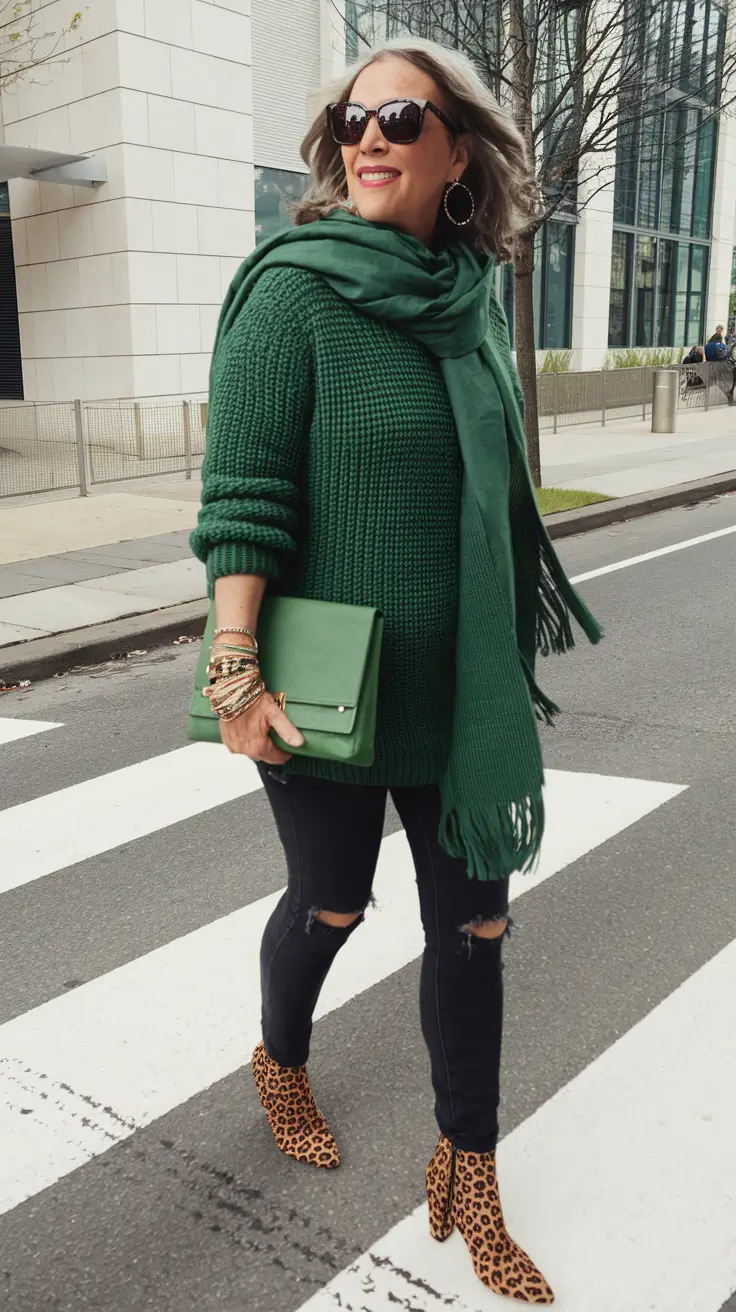 fall outfits women over 50 classy casual Bold Green Street Style