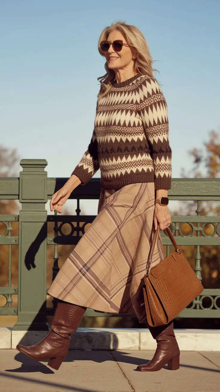 casual fall outfits for women over 50 – Heritage Plaids & Fair Isle Warmth