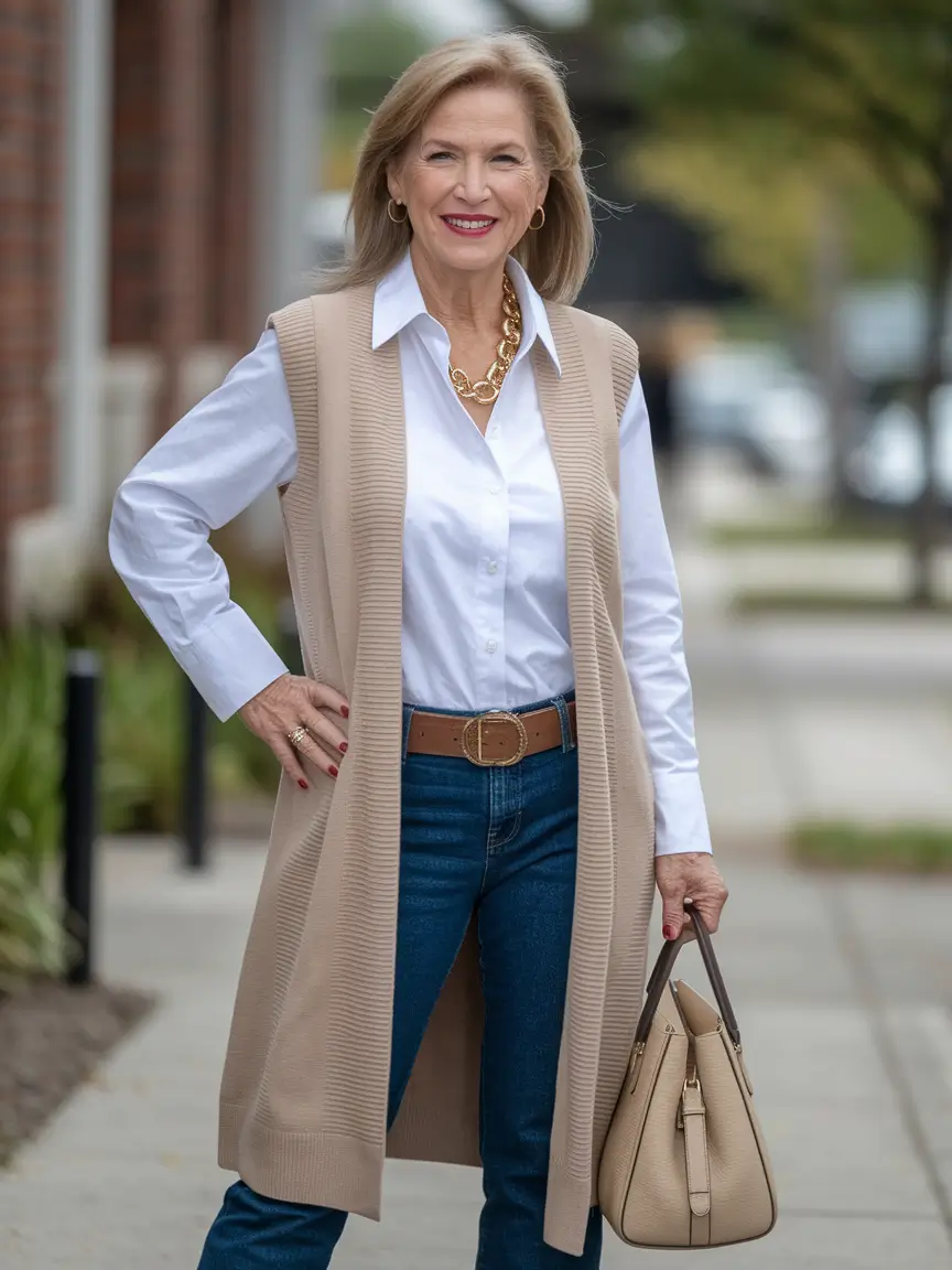 fall outfits women over 50 classy casual Neutrals with Structure