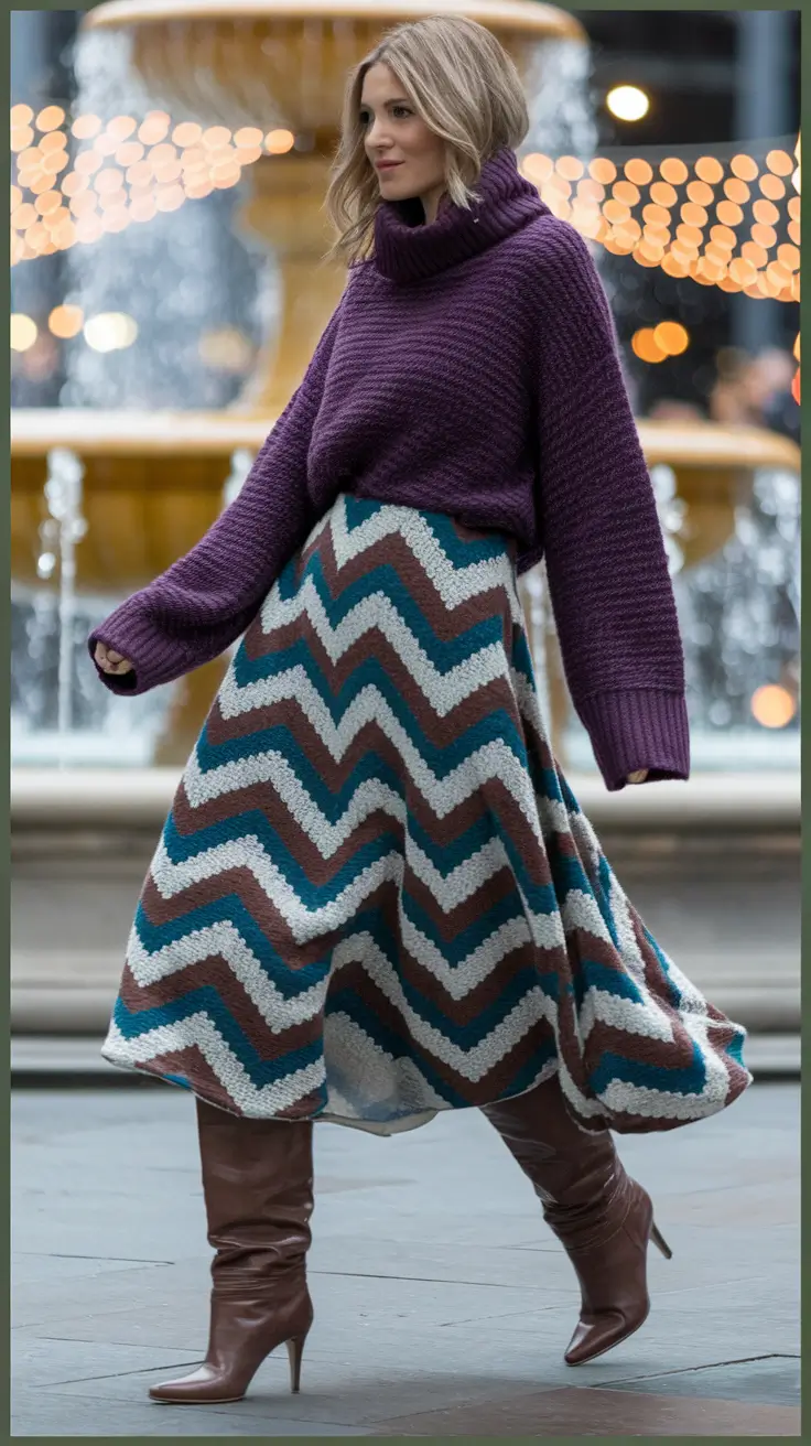 cute fall skirt outfits ideas 2025 - Chevron Swing & Plum Drama