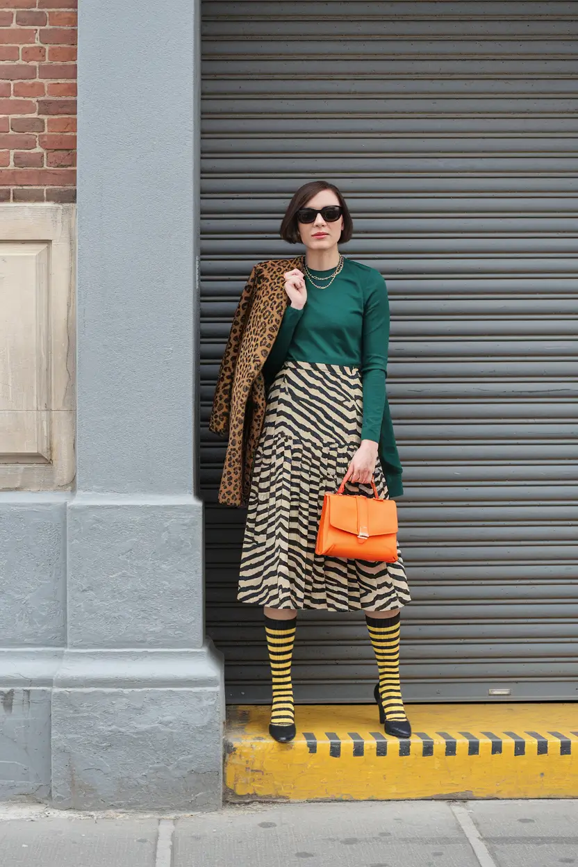 cute fall skirt outfits ideas 2025 Fearless Print Clash With Safari Notes