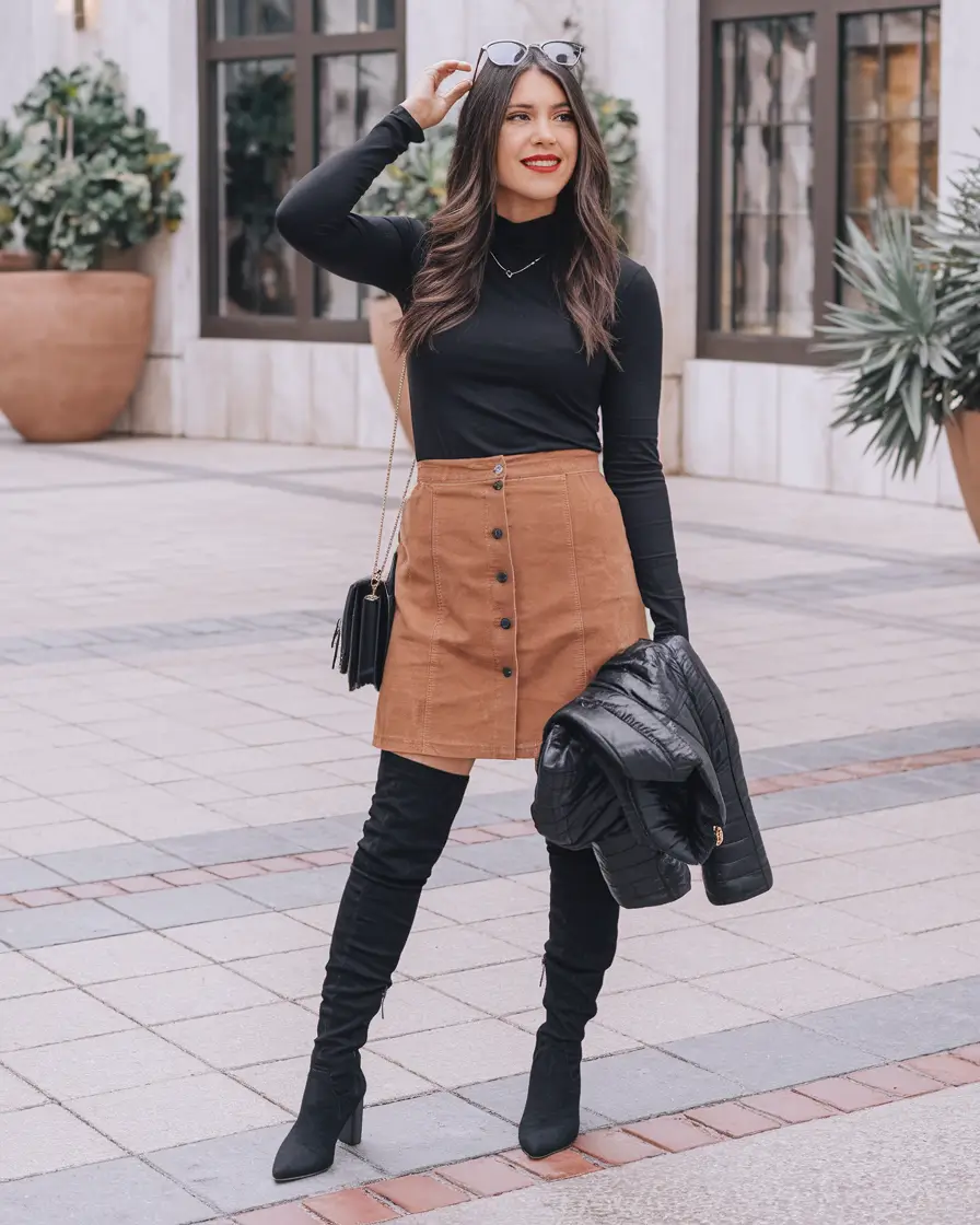 cute fall skirt outfits ideas 2025 - Suede Mini & Over-the-Knee Cool