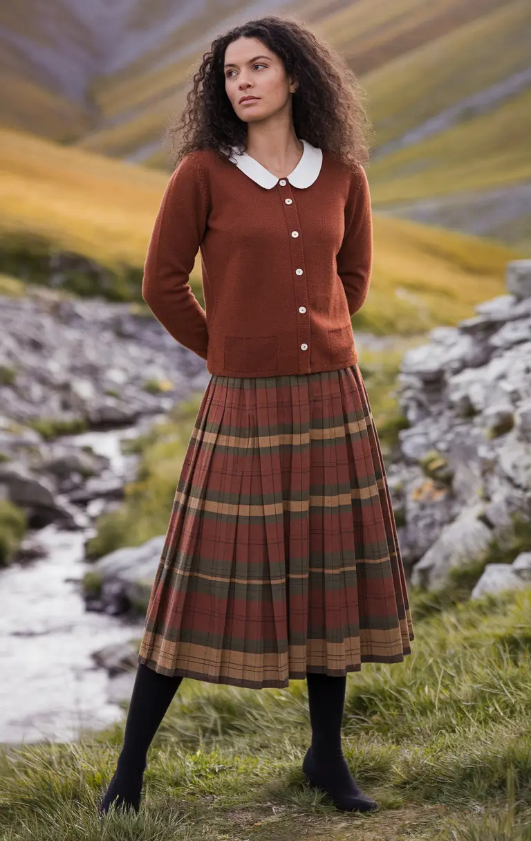 cute fall skirt outfits ideas 2025 - Retro Plaid & Cottagecore Calm