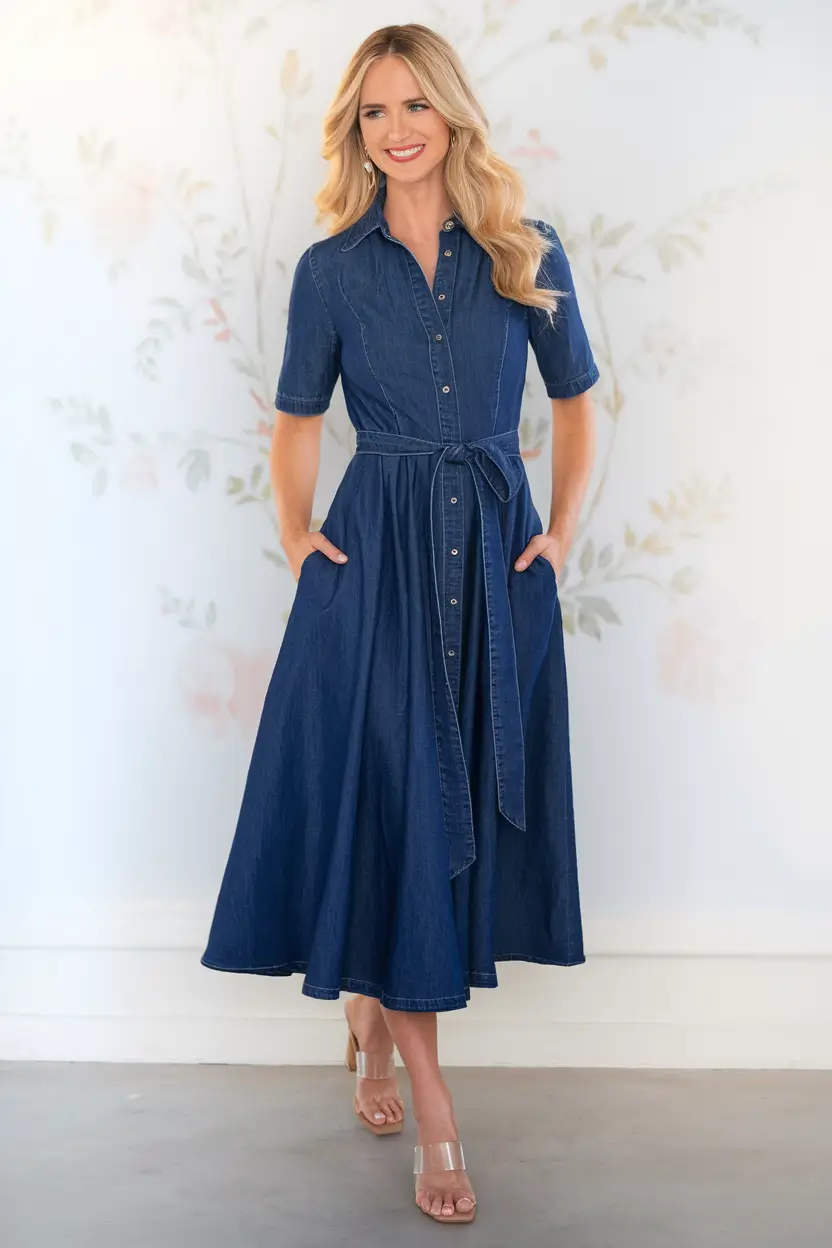 summer to fall transition outfits ideas 2025 - Denim Midi, Sunday Ready