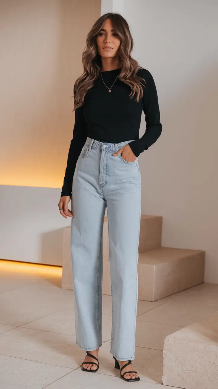 summer to fall transition outfits ideas 2025 - Midnight Knit & Sky-Wash Denim