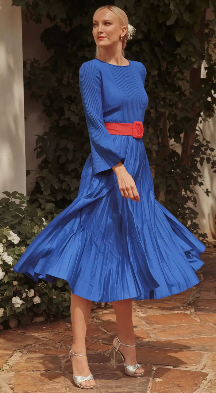 summer to fall transition outfits ideas 2025 - Twirl-Worthy Cobalt Pleats