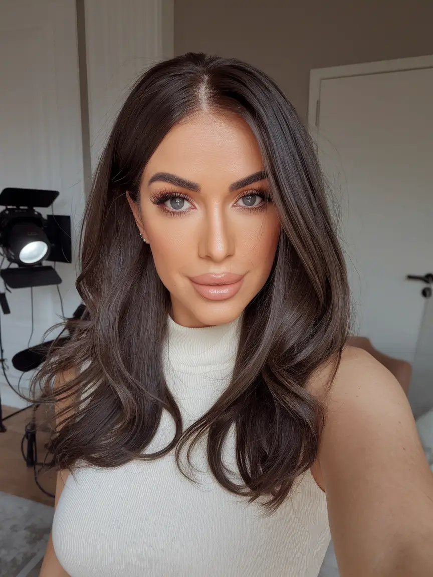 August 2025 hair color ideas – Mocha-Root Espresso Blowout